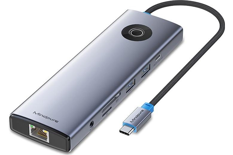 Type-C док-станція Mindpure 10-в-1 (HU011) з HDMI, VGA, RJ45, аудіо, SD/TF та PD-заряджанням